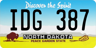 ND license plate IDG387