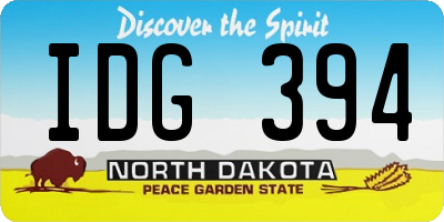 ND license plate IDG394