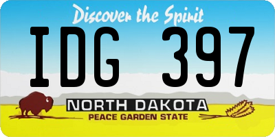 ND license plate IDG397