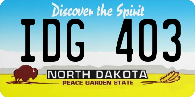 ND license plate IDG403