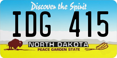ND license plate IDG415