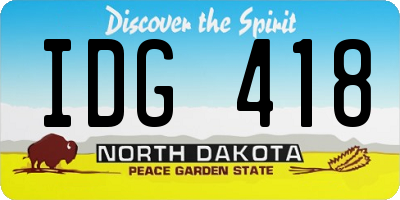ND license plate IDG418