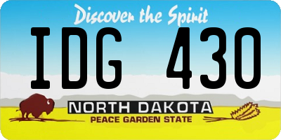 ND license plate IDG430
