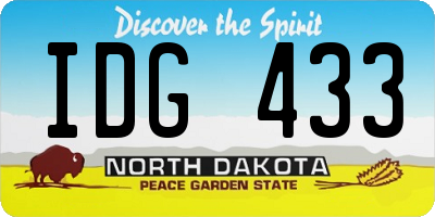 ND license plate IDG433