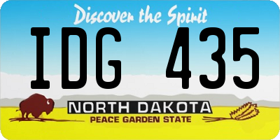 ND license plate IDG435