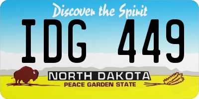 ND license plate IDG449