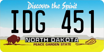 ND license plate IDG451
