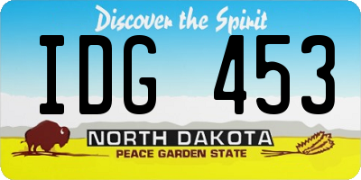 ND license plate IDG453