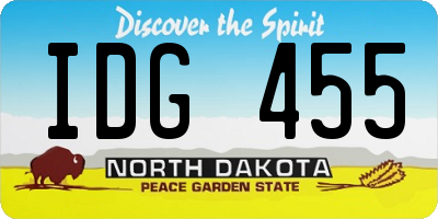 ND license plate IDG455