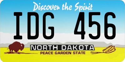 ND license plate IDG456