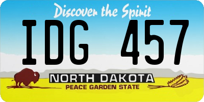 ND license plate IDG457