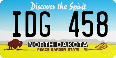 ND license plate IDG458