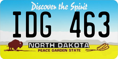 ND license plate IDG463
