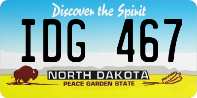 ND license plate IDG467