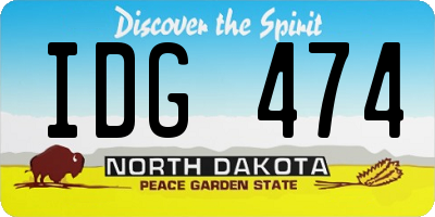 ND license plate IDG474