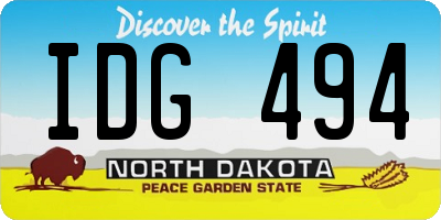 ND license plate IDG494