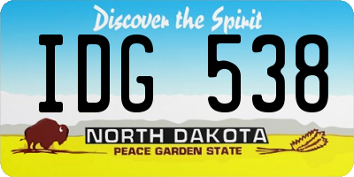 ND license plate IDG538