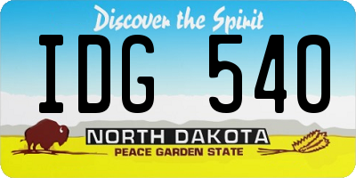 ND license plate IDG540