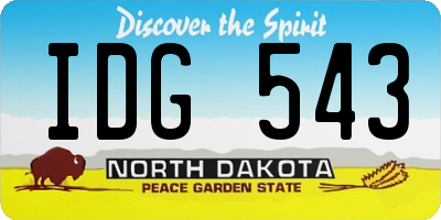 ND license plate IDG543