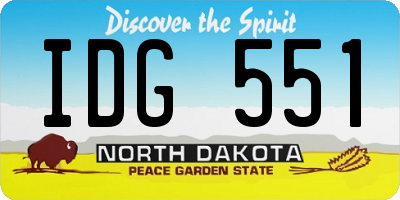 ND license plate IDG551