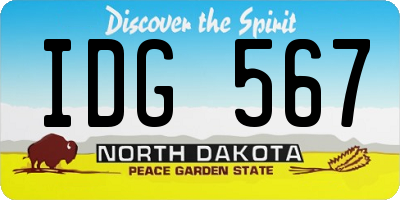 ND license plate IDG567