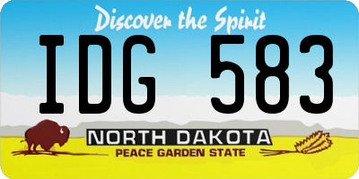 ND license plate IDG583