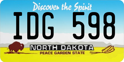 ND license plate IDG598