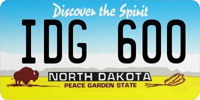 ND license plate IDG600