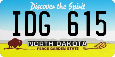 ND license plate IDG615