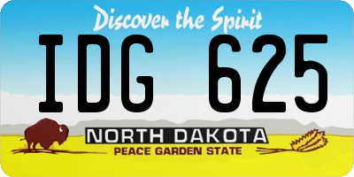 ND license plate IDG625