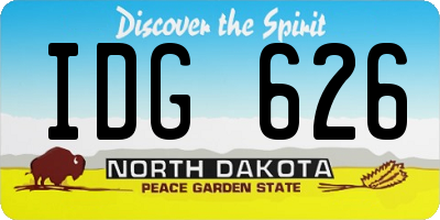 ND license plate IDG626