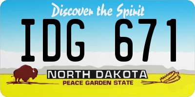ND license plate IDG671