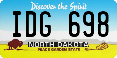 ND license plate IDG698