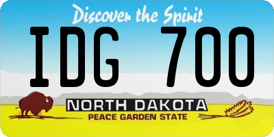 ND license plate IDG700