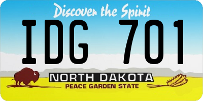 ND license plate IDG701