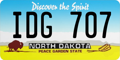 ND license plate IDG707