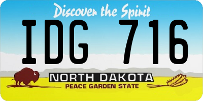 ND license plate IDG716