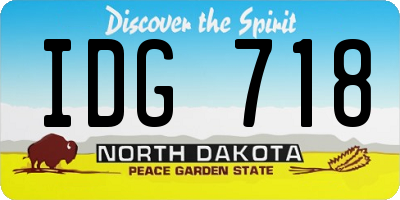 ND license plate IDG718