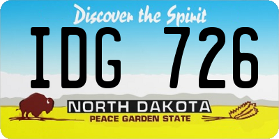 ND license plate IDG726