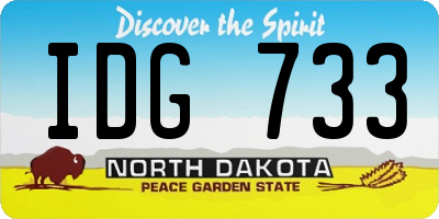 ND license plate IDG733