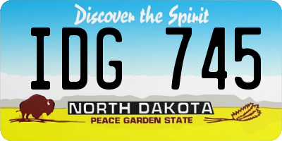 ND license plate IDG745