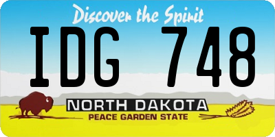 ND license plate IDG748