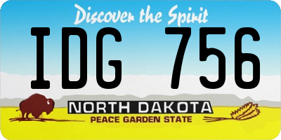 ND license plate IDG756