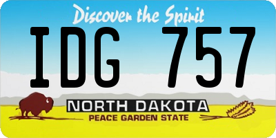 ND license plate IDG757