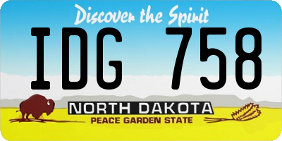 ND license plate IDG758