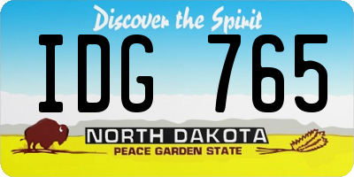 ND license plate IDG765
