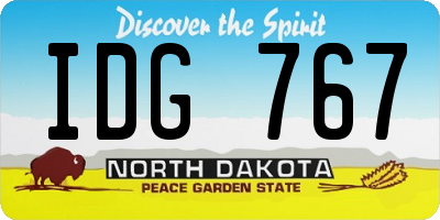 ND license plate IDG767