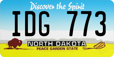 ND license plate IDG773