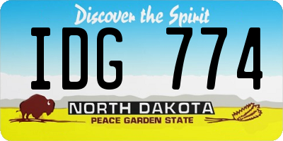 ND license plate IDG774