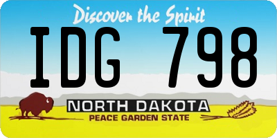ND license plate IDG798